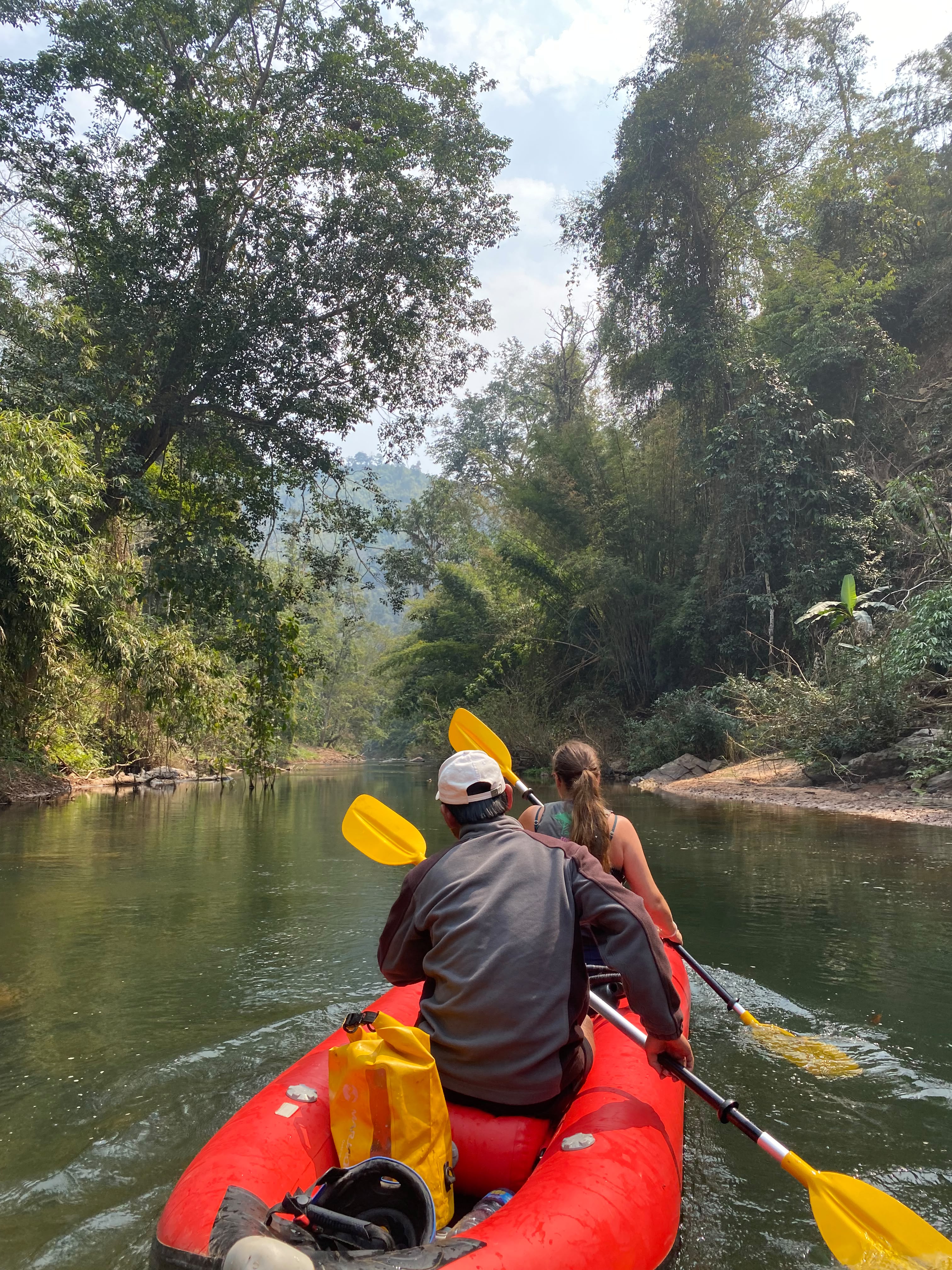 Kayaking on river